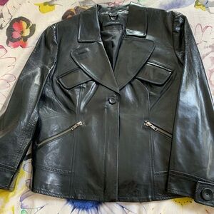 Calvin Klein Jeans Black Leather Women's Jacket EUC